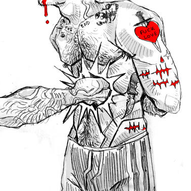 Half Body Sketch with colour element